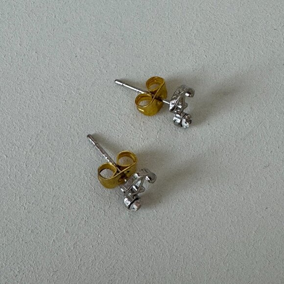 Vintage nautical stud earrings - Dolphins with crystals - Picture 2 of 2